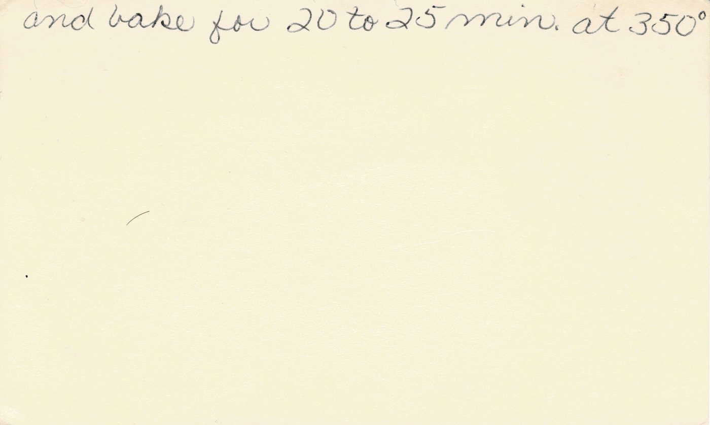Handwritten recipe card for Summer Squash Casserole, back side